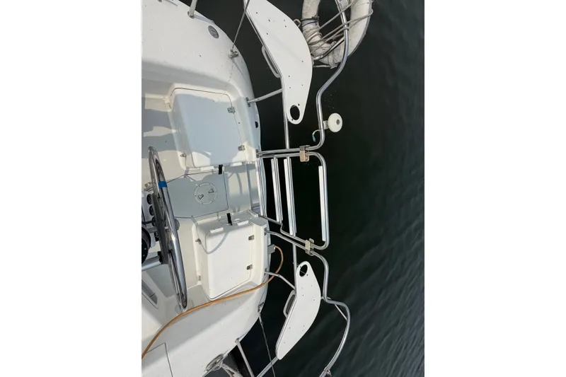 Slide: The Image of Top view of a 2003 Catalina 28 MkII sailboat deck and helm. - 9