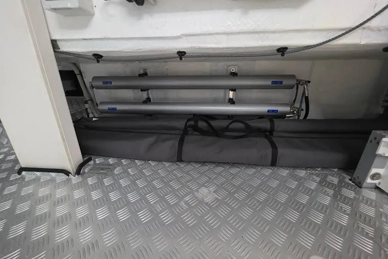 Slide: The Image of Engine room detail of 2024 Sirena 58 Flybridge MY yacht with equipment storage. - 123