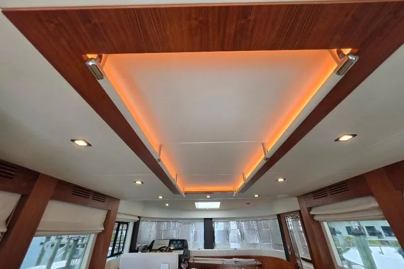 Slide: The Image of Interior ceiling of 2024 Sirena 58 Flybridge MY yacht with ambient lighting. - 71