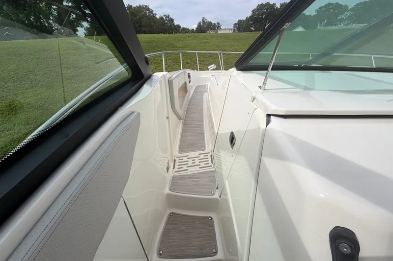 Slide: The Image of 2021 Sea Ray Sundancer 320 boat deck with sleek design and modern features. - 43