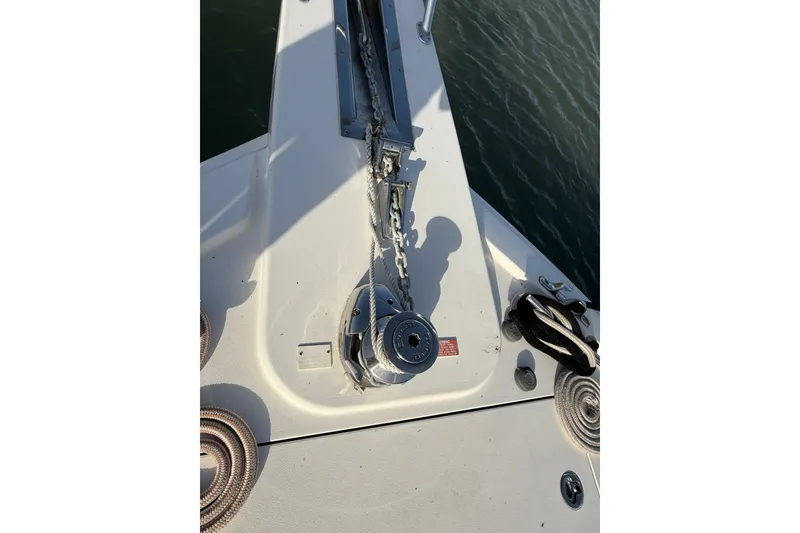 Slide: The Image of Bow of 2012 Viking 42 Open yacht with anchor chain and winch system. - 7