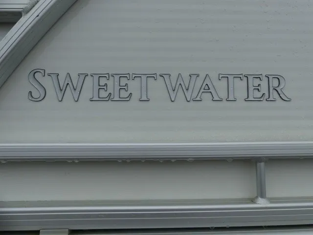 Slide: The Image of Close-up of the Sweetwater logo on a boat. - 9