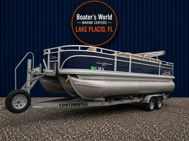 The Image of 2024 Sun Tracker Party Barge 22 XP3 on a trailer in Lake Placid, FL. - 1