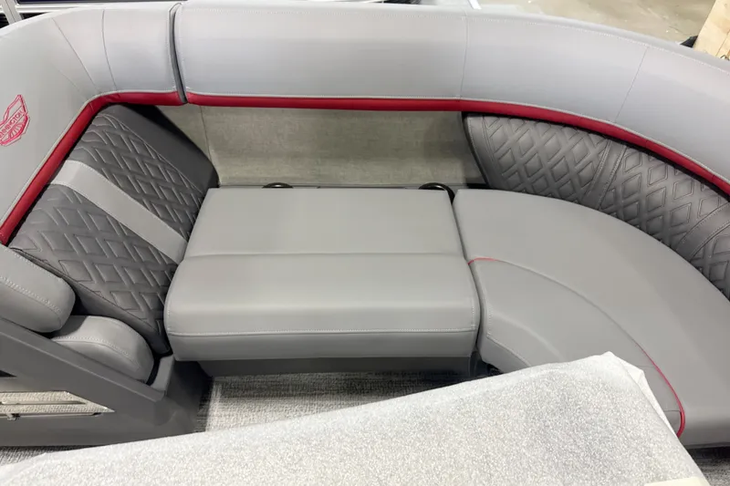 Slide: The Image of Luxurious seating on 2027 Bennington 22 M Open Fastback Quad Bench with diamond stitching. - 10