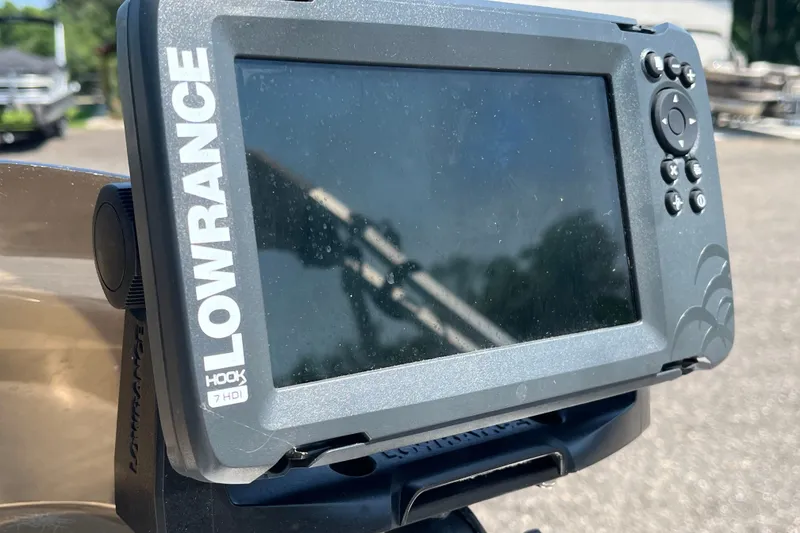 Slide: The Image of Lowrance Hook 7 HDI fish finder on 2000 Sun Tracker Party Barge 22 I/O. - 10