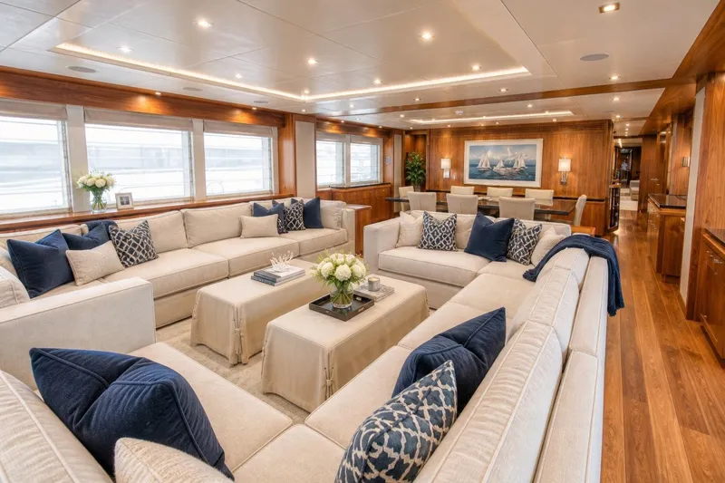 Slide: The Image of Luxurious interior of 2014 Sunseeker 131 Yacht with elegant seating and decor. - 5