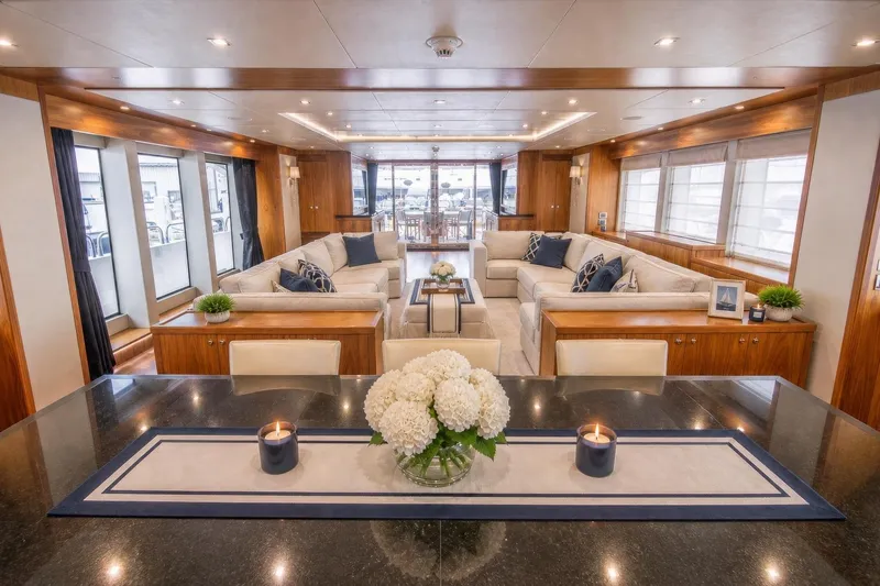 Slide: The Image of Luxurious interior of 2014 Sunseeker 131 Yacht with elegant seating and decor. - 10