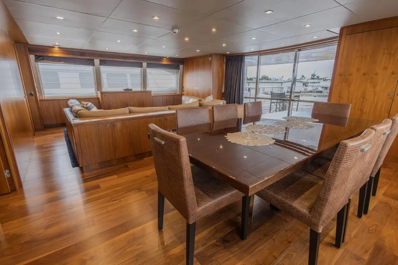 Slide: The Image of Luxurious interior of 2014 Sunseeker 131 Yacht with elegant dining and seating area. - 57