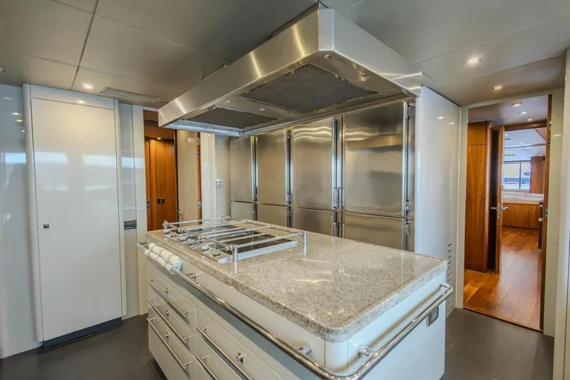 Slide: The Image of Luxurious kitchen interior of 2014 Sunseeker 131 Yacht with modern appliances and sleek design. - 55