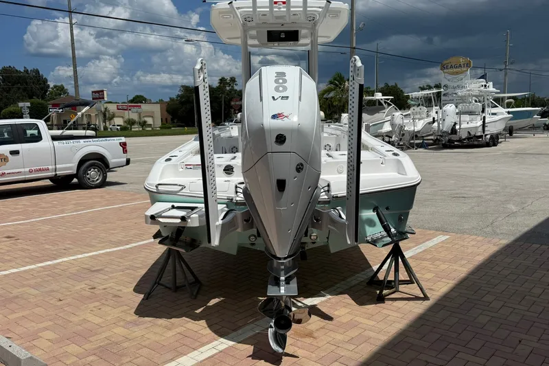 Slide: The Image of Crevalle 24 HCO 2027 boat with powerful 300 V8 engine displayed outdoors. - 4