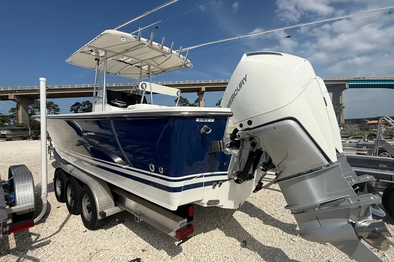 Slide: The Image of 2007 SeaCraft SC 32 Master Angler boat with Mercury outboard engine on trailer. - 5