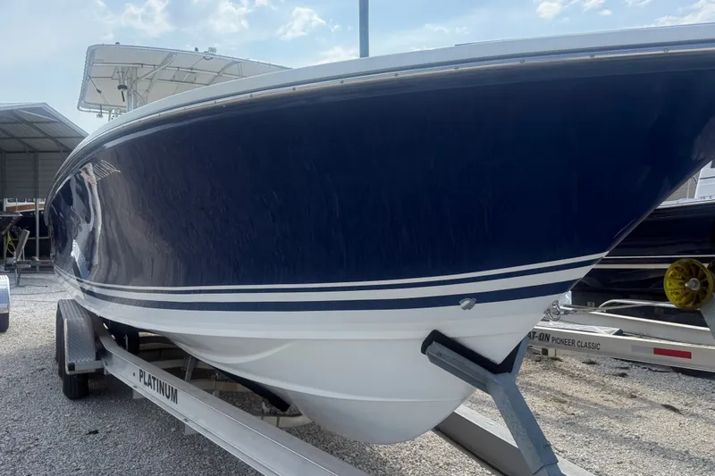 Slide: The Image of 2007 SeaCraft SC 32 Master Angler boat on trailer, side view. - 2