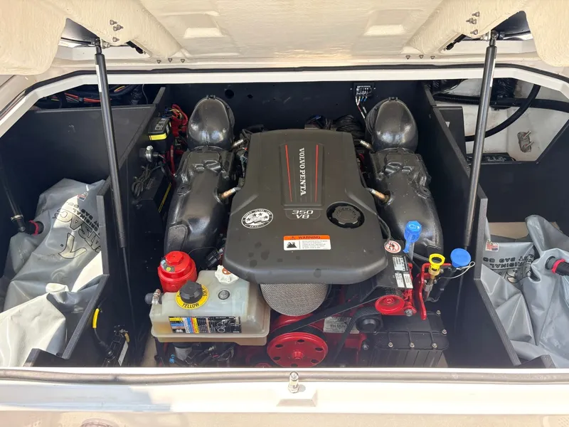 Slide: The Image of Engine compartment of a 2020 Regal LS4 Surf boat with a Volvo Penta V8 engine. - 23
