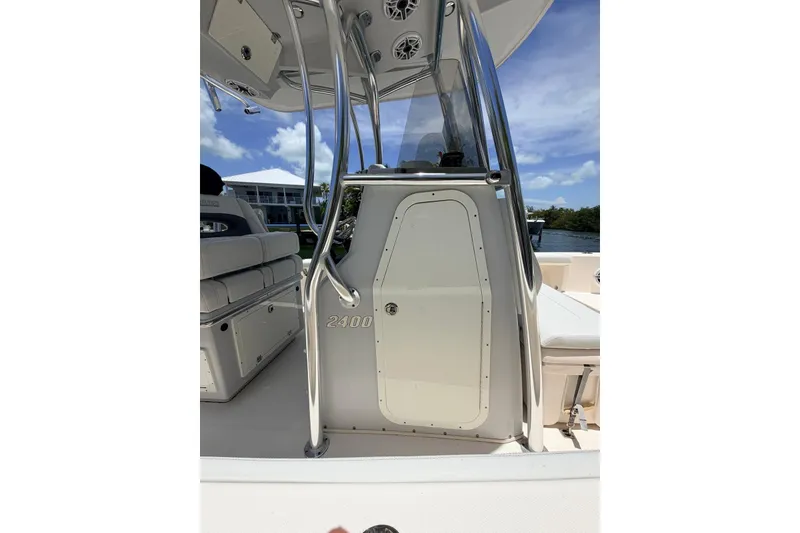 Slide: The Image of 2023 Pathfinder 2400 Open boat interior with sleek design and stainless steel features. - 4