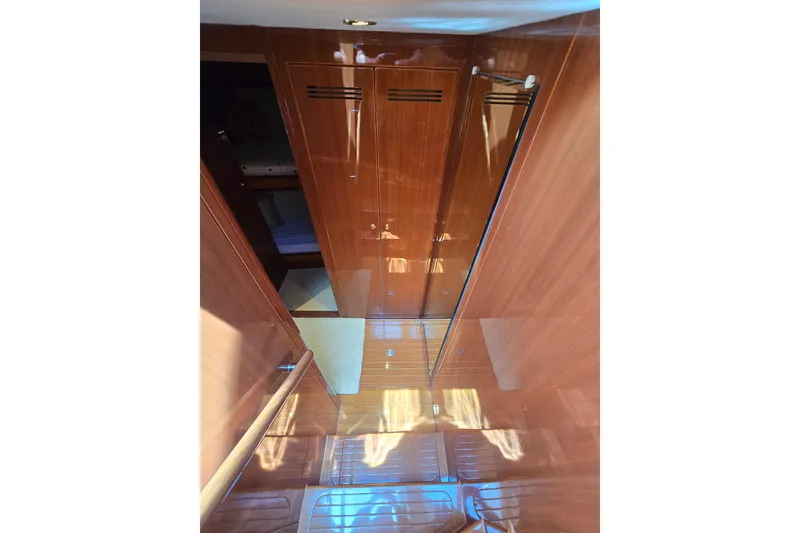 Slide: The Image of Luxurious wooden interior of 2004 Grand Harbour 58 yacht hallway. - 61