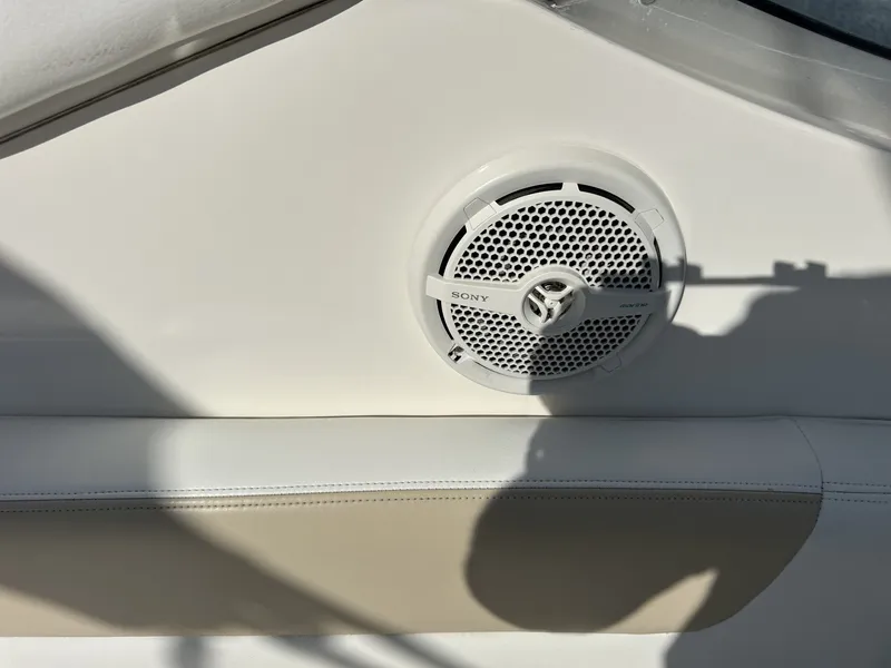Slide: The Image of Close-up of a speaker on a 2010 Sea Ray Sundancer 260 boat. - 37