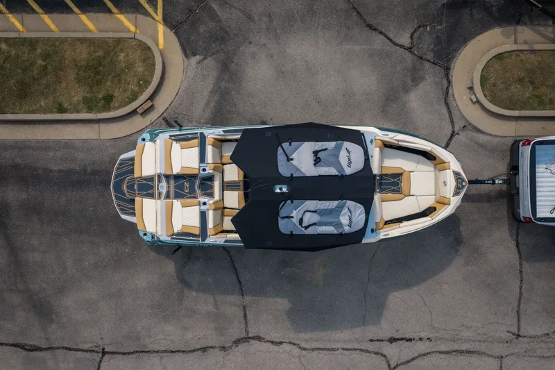 Slide: The Image of 2026 Tigé Z3 boat on trailer, aerial view in parking lot. - 6