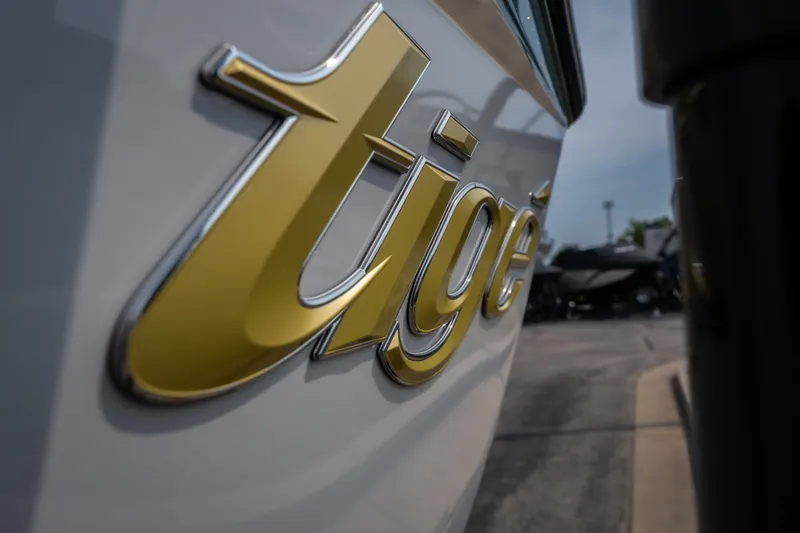 Slide: The Image of Close-up of 2026 Tigé Z3 boat logo in gold lettering. - 20