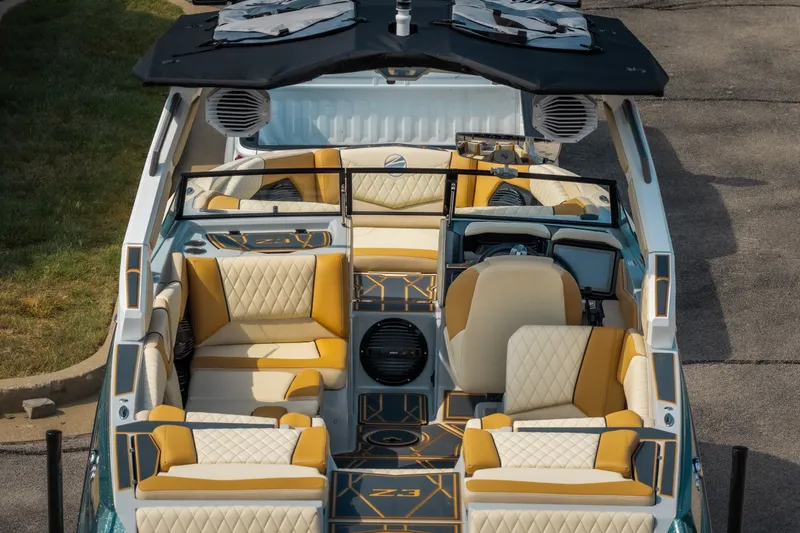 Slide: The Image of 2026 Tigé Z3 boat interior with luxurious seating and modern design features. - 8