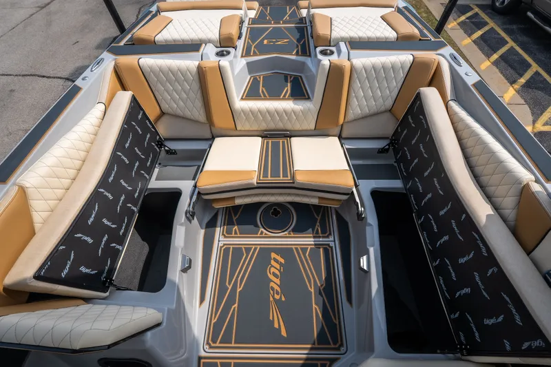 Slide: The Image of 2026 Tigé Z3 boat interior with luxurious seating and stylish design. - 48