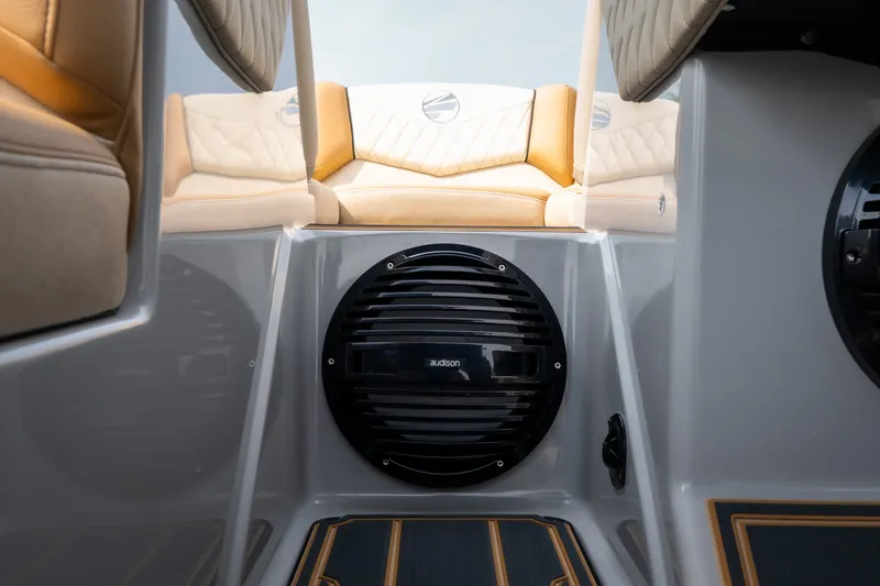 Slide: The Image of 2026 Tigé Z3 boat interior with premium seating and audio system. - 43