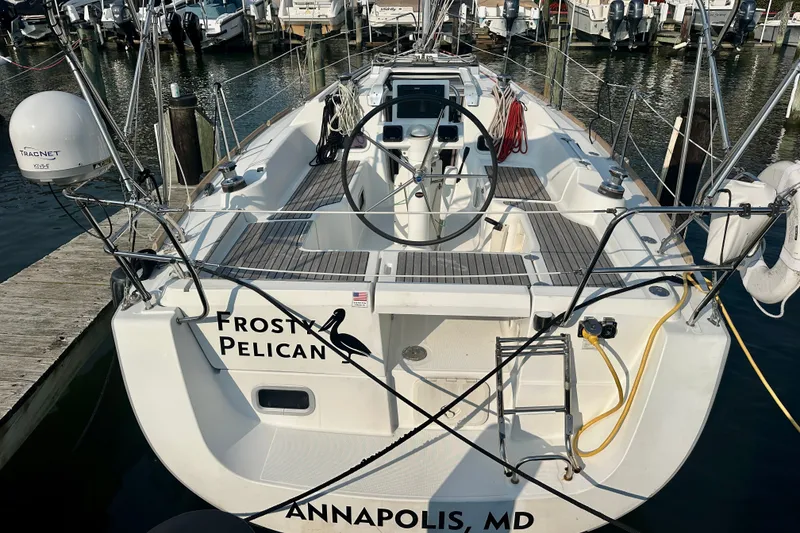 Slide: The Image of Beneteau Oceanis 31 sailboat, 2015 model, docked in Annapolis marina. - 5