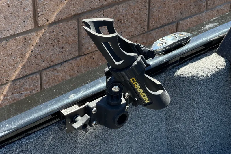 Slide: The Image of Rod holder on 2022 Tracker Pro Guide V-175 Combo boat, mounted securely on the side. - 22