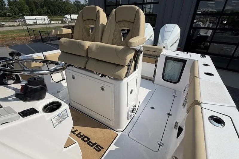 Slide: The Image of 2027 Sportsman Open 262 Center Console with dual seats and modern helm controls. - 11