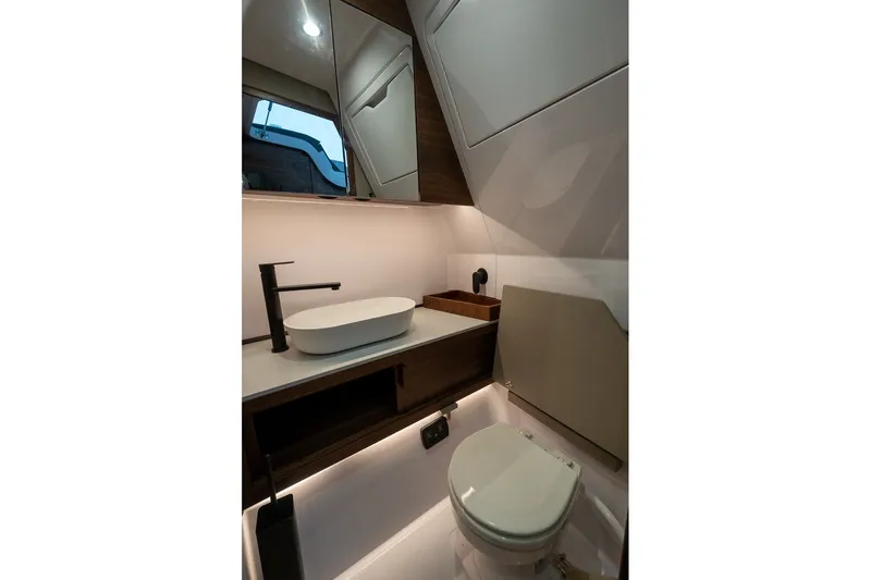 Slide: The Image of Modern bathroom interior of 2026 Axopar 38 Cross Cabin boat. - 54