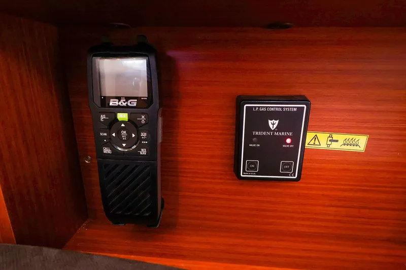 Slide: The Image of B&G marine radio and Trident Marine gas control system on 2016 Hanse 385 yacht. - 38