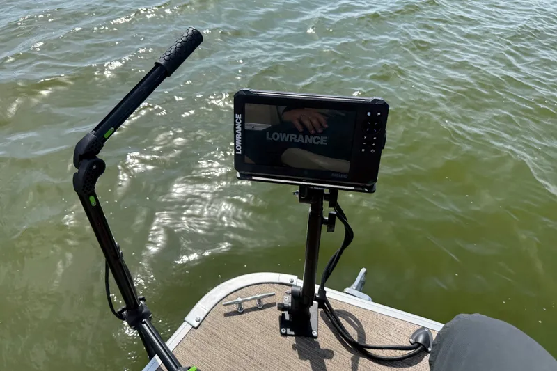Slide: The Image of 2021 Godfrey Sweetwater 2286 FS boat with Lowrance fish finder on deck. - 55