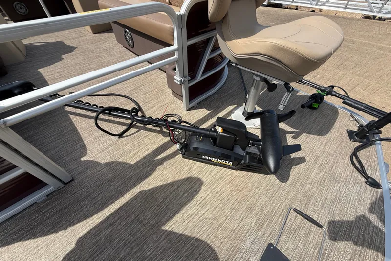 Slide: The Image of 2021 Godfrey Sweetwater 2286 FS boat deck with Minn Kota trolling motor. - 30