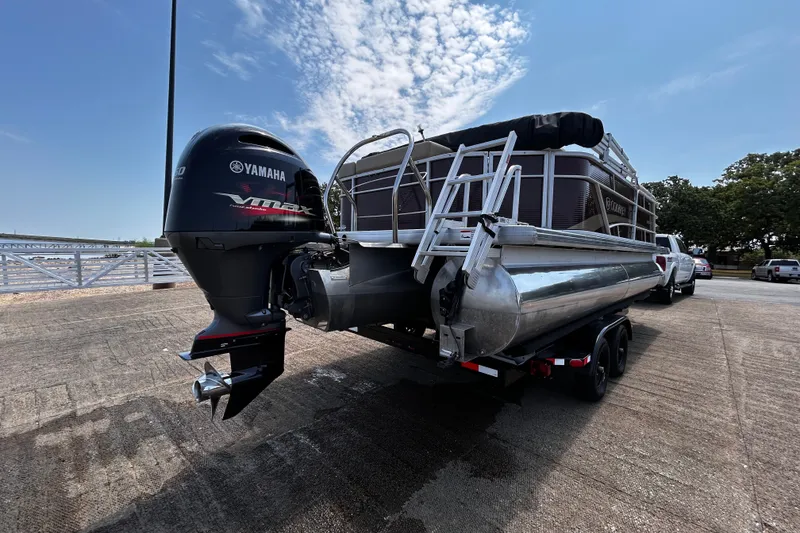 Slide: The Image of 2021 Godfrey Sweetwater 2286 FS pontoon boat with Yamaha VMAX engine on trailer. - 74