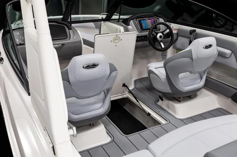 Slide: The Image of Interior of 2027 Chaparral 21 SSi boat with modern seating and dashboard. - 7