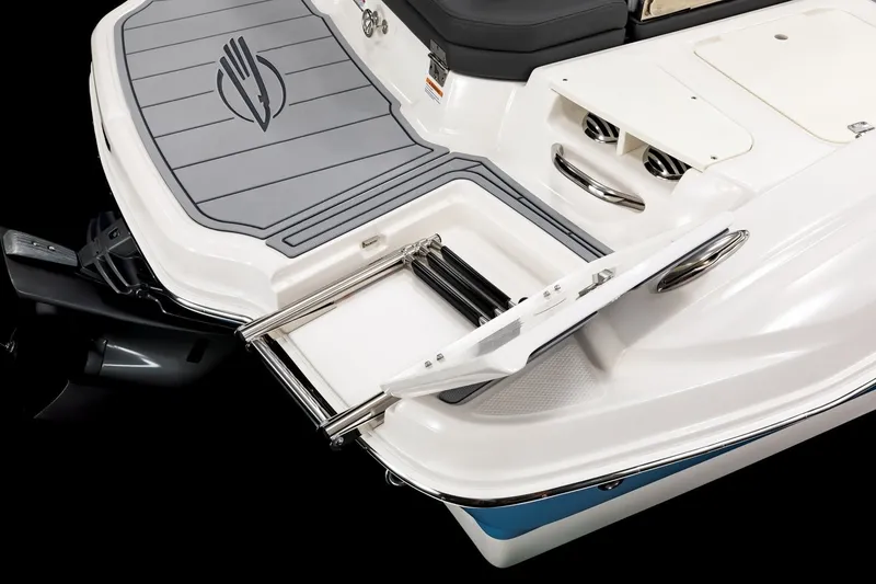 Slide: The Image of 2027 Chaparral 21 SSi boat swim platform with ladder and storage compartment. - 11