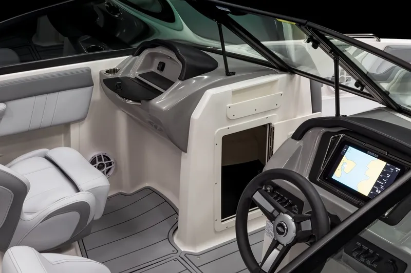 Slide: The Image of Interior of 2027 Chaparral 21 SSi boat with modern dashboard and navigation system. - 14