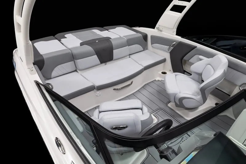 Slide: The Image of 2027 Chaparral 21 SSi boat interior with sleek seating and modern design. - 5