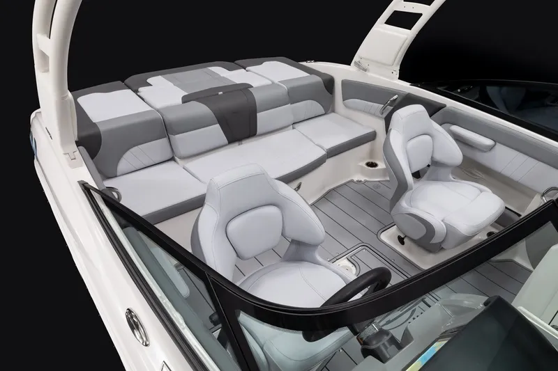 Slide: The Image of 2027 Chaparral 21 SSi boat interior with modern seating and sleek design. - 4