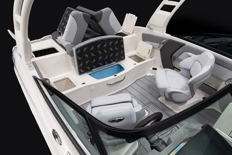 Slide: The Image of 2027 Chaparral 21 SSi boat interior with modern seating and sleek design. - 6