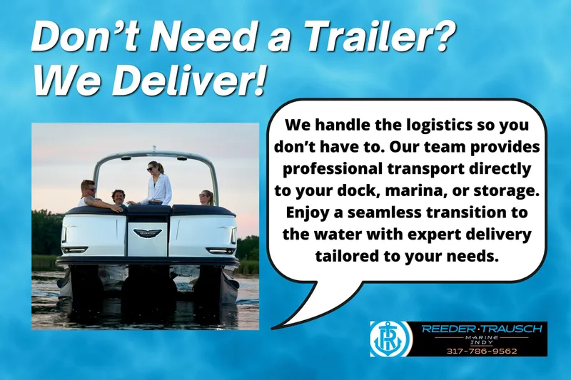 Slide: The Image of 2027 Bennington 168 SLJ boat delivery service advertisement with customer logistics support. - 8