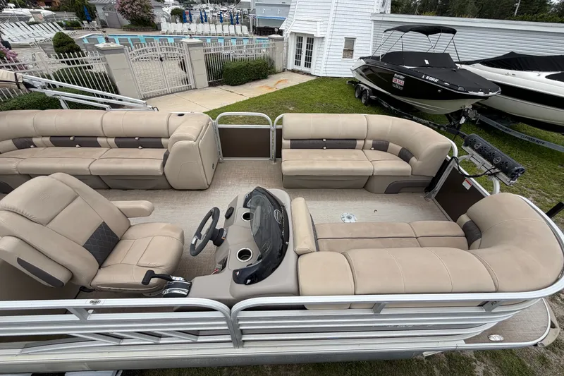 Slide: The Image of 2020 Sun Tracker Party Barge 22 DLX with spacious seating and modern design. - 17