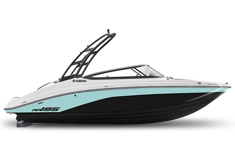 The Image of 2026 Yamaha AR195 with sleek design, black hull, and turquoise accent stripe. - 1