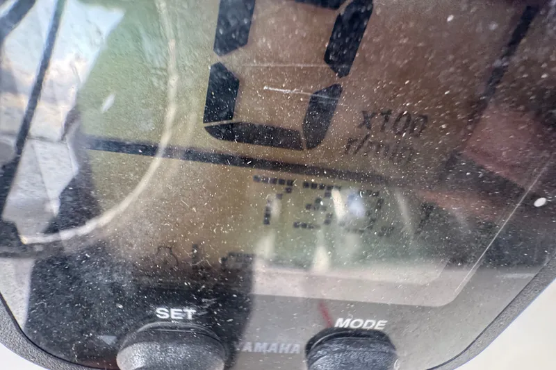 Slide: The Image of Close-up of a Yamaha boat gauge on a 2008 Century 3200 Offshore. - 18