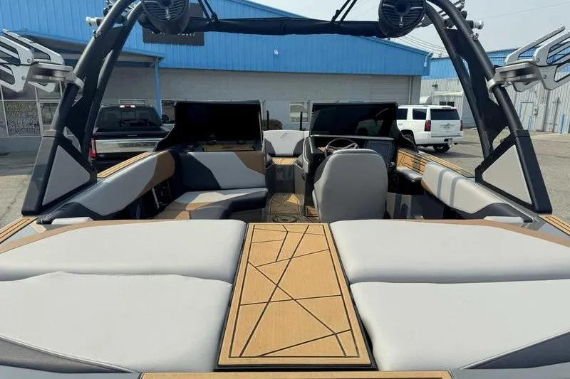 Slide: The Image of 2022 ATX Surf Boats 20 Type-S interior with modern seating and sleek design. - 9