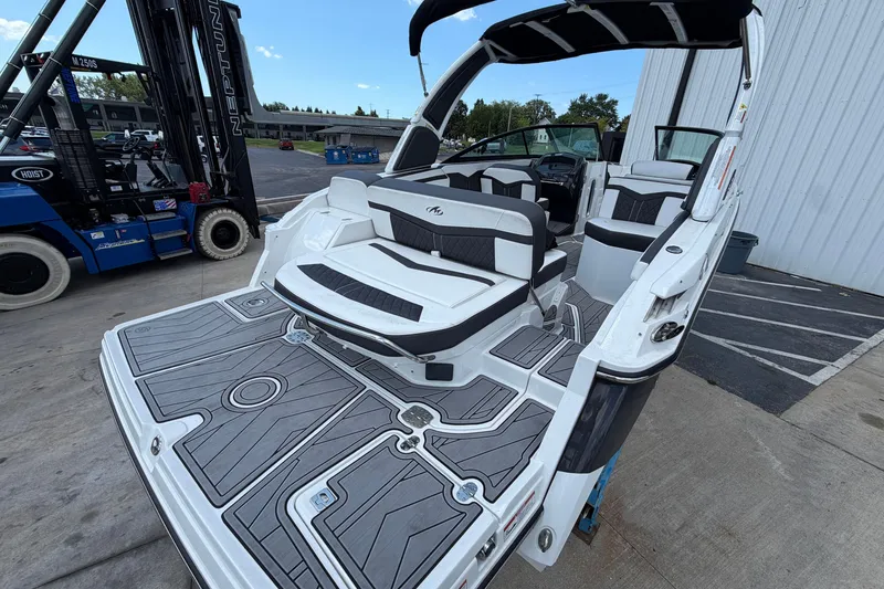 Slide: The Image of 2023 Monterey 258SS Super Sport boat with sleek seating and modern design. - 6