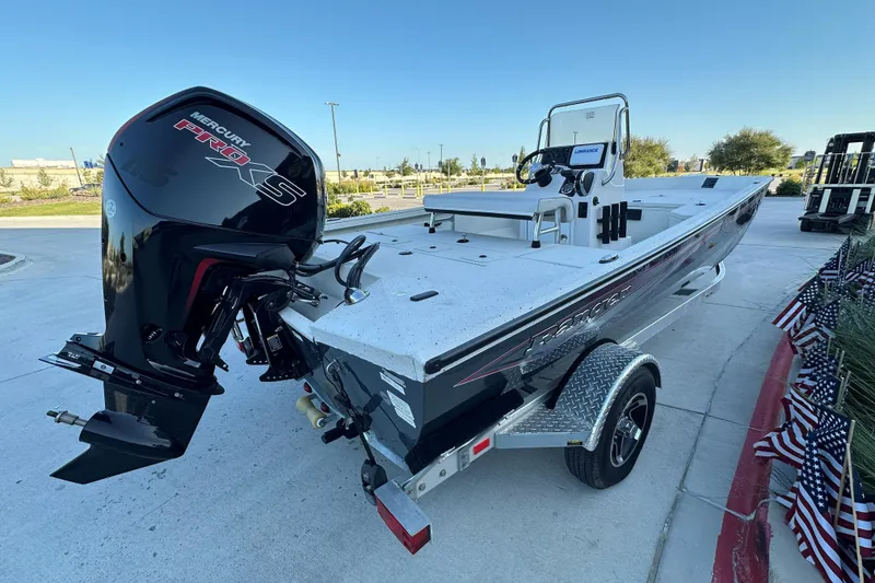 Slide: The Image of 2024 Ranger RB190 Bay boat with Mercury Pro XS engine on trailer. - 6
