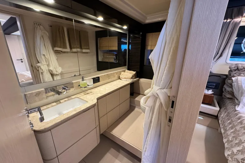 Slide: The Image of Luxurious bathroom interior of 2018 Azimut 66 Flybridge yacht with elegant fixtures. - 35