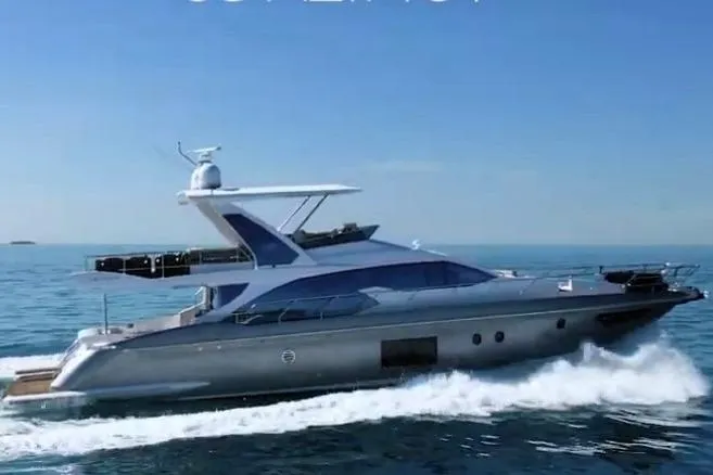 The Image of 2018 Azimut 66 Flybridge yacht cruising on open water. - 0
