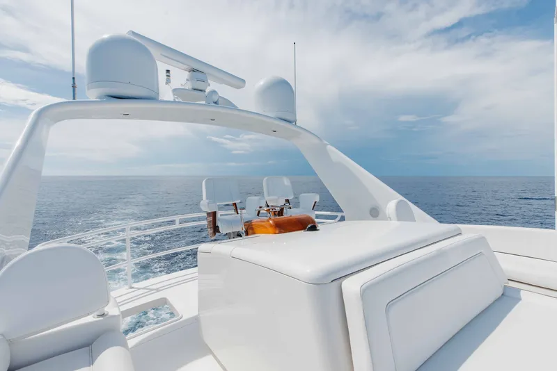 Slide: The Image of Luxury Viking 76 Enclosed Bridge yacht, 2012 model, cruising on open sea under clear skies. - 41