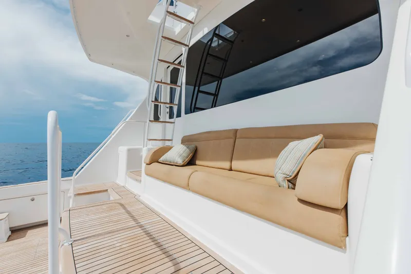 Slide: The Image of Luxurious seating area on 2012 Viking 76 Enclosed Bridge yacht, with ocean view. - 30